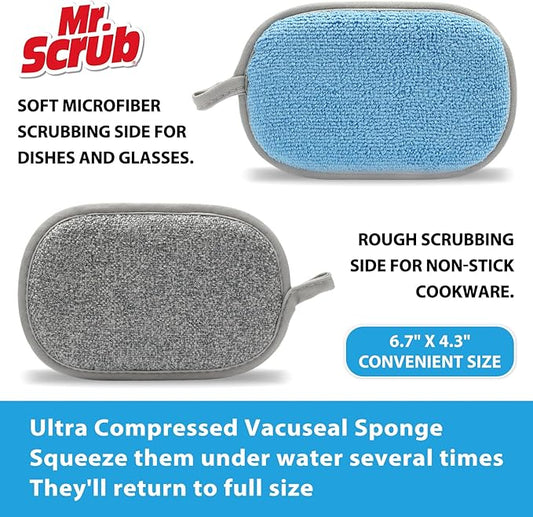 All-Purpose Sponges Kitchen, Non Scratch Dish Sponge for Washing Dishes Cleaning Kitchen, Rough Scrubbers Side for Non-Stick Cookware, Soft Microfiber Scrub Side for Dishes（6 Pack, Large）
