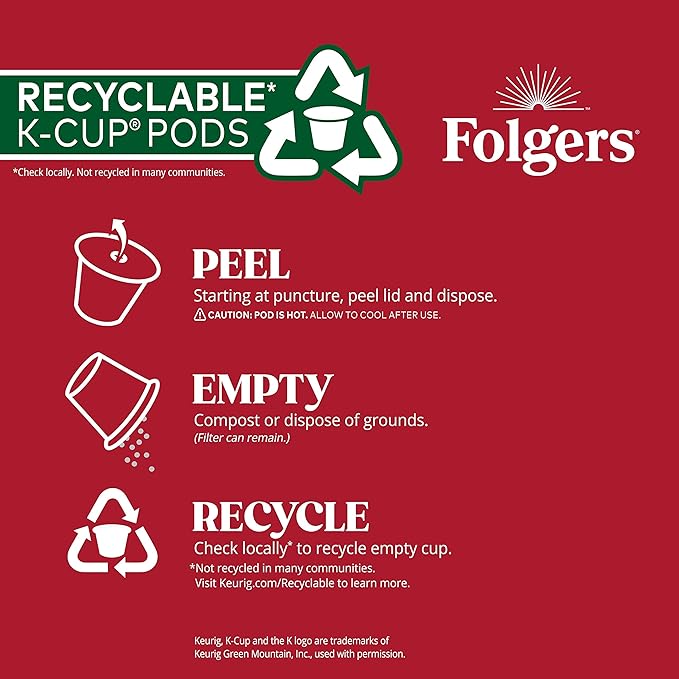 Folgers Colombian Coffee, Medium Roast, Keurig K-Cup Pods, 10 Count Box