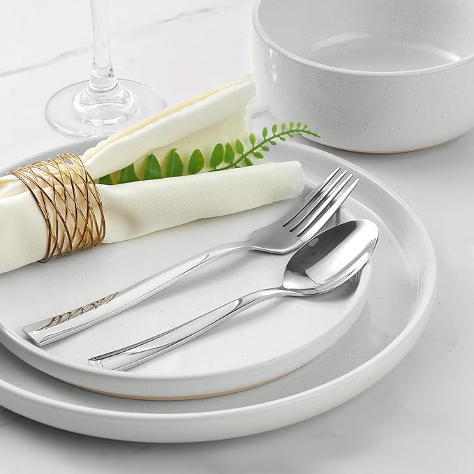 LIANYU 18-Piece Dinnerware Sets for 6, Stoneware Dinner Plates and Bowls, Kitchen Dining Dishes Set, Dishwasher & Oven Safe, Snowy White