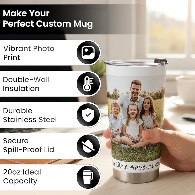 Personalized Tumbler With Names Custom Coffee Tumbler Custom Cups Customized Cup Photo Mugs Personalized Picture Customizable Create Your Own Tumblers Gifts For Travel
