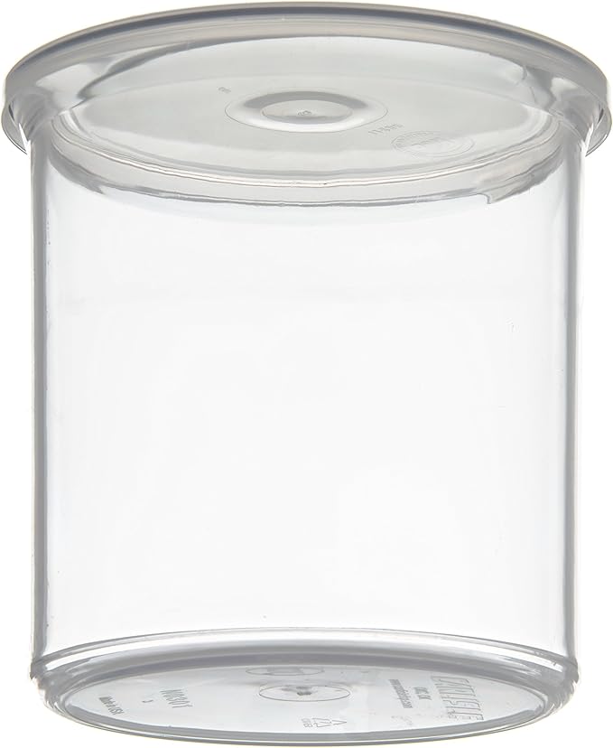 Carlisle FoodService Products Classic Round Storage Container Crock with Lid for Kitchen, Restaurants, Home, Plastic, 1.2 Quarts, Clear, (Pack of 12)
