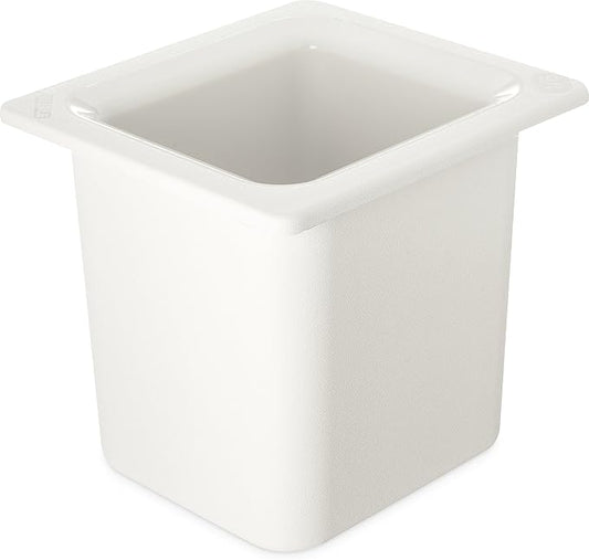 Carlisle FoodService Products CM110502 Coldmaster ABS High-Capacity Sixth-Size Food Pan, 1.70 qt. Capacity, 6-7/8 x 6-1/4 x 6-3/8", White