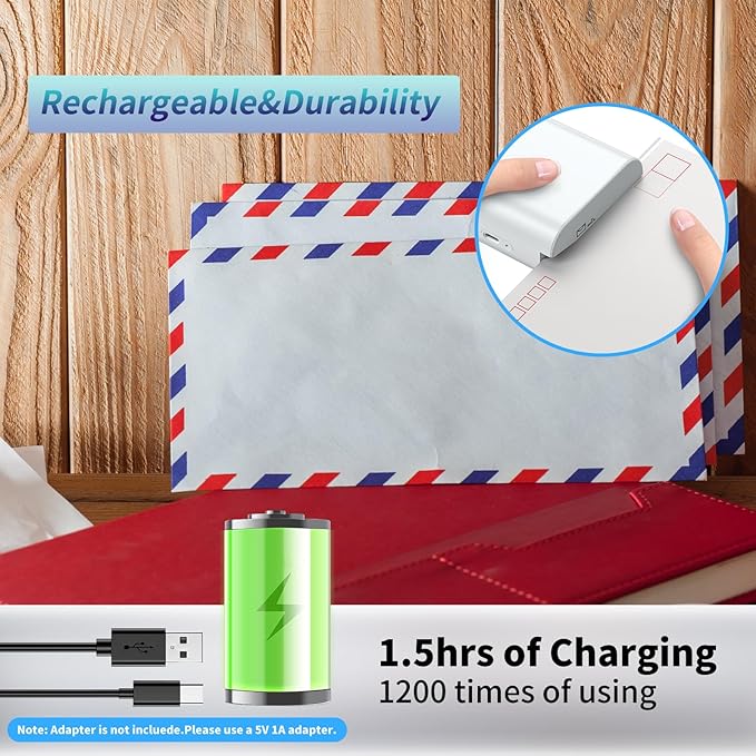 Rechargeable Electric Letter Opener - Automatic Letter Opener Envelope Slitter, Electric Letter Opener Envelope Slitter for Universal Mail and Envelopes(White)