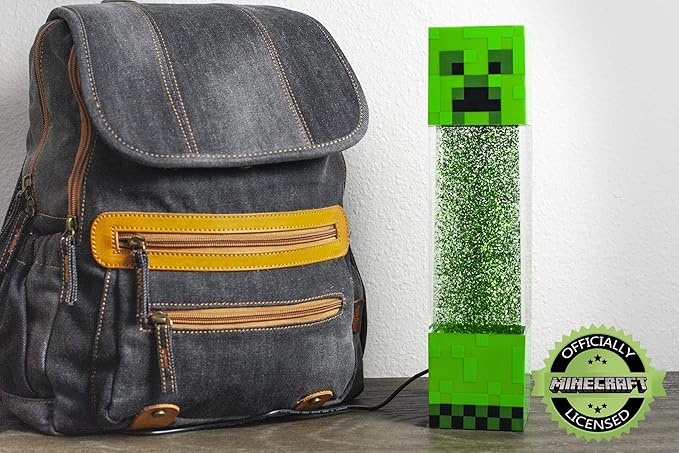 Minecraft Creeper Glitter Motion Light | 12-Inch Fun Mood Light LED Lamp