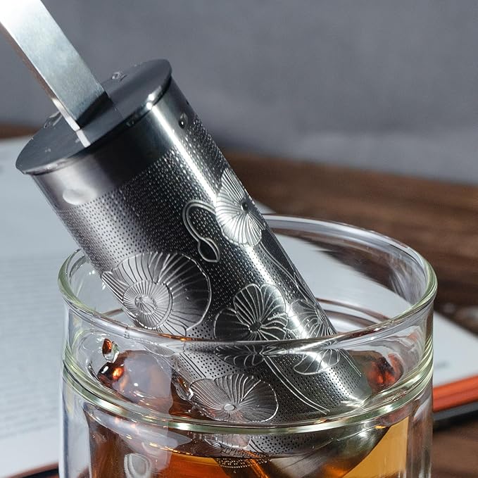 Tea Diffusers for Loose Tea Pipe Tea Infuser Stick For Loose Leaf Tea Spoon for Loose Tea Stainless Steel Tea Infuser Tea Diffuser Long-Handle Tea Filter Tea Strainer Tea Steeper(Silver)
