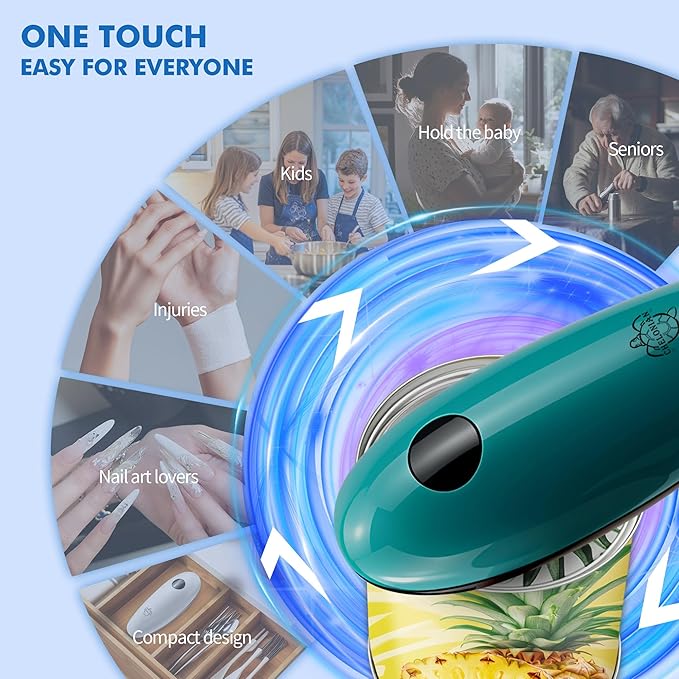 Electric Can Opener,Automatic One-Touch Operation,One Handed Can Opener Battery Operated for Seniors, with Smooth Edge Cutting, Kitchen Gadget（Green）