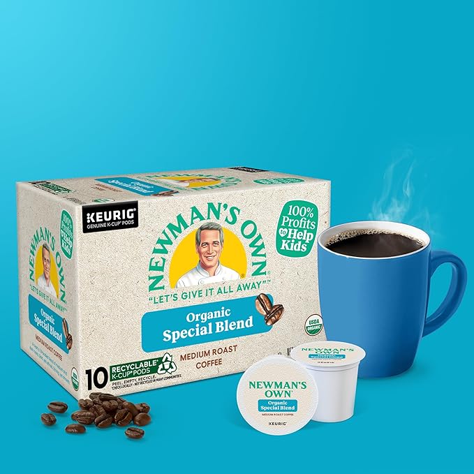 Newman's Own Organic Special Blend, Keurig Single Serve K-Cup Pods, Medium Roast Coffee, 60 Count, (6 Packs of 10)