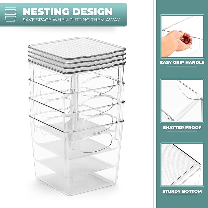 Sorbus Small Plastic K Cup Storage Bins - Nespresso Pods Holder, Vertuo Pod Holder, Kitchen Organization, Pantry Storage, Fridge Organizer - K Cup Organizer for Nespresso Accessories (4 pack)