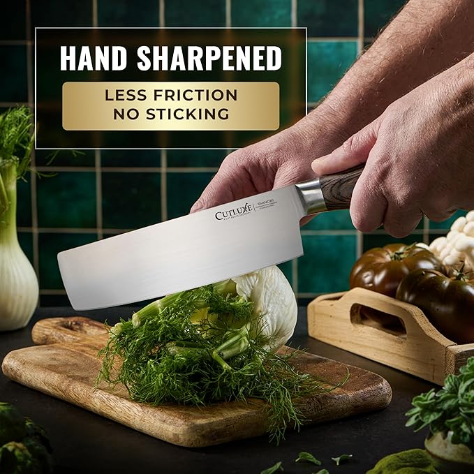 Cutluxe Nakiri Knife – Ultra Sharp 7" Vegetable Japanese Knife for Chopping, High Carbon Stainless Steel Blade, Full Tang Pakkawood Handle – Shinobi Series