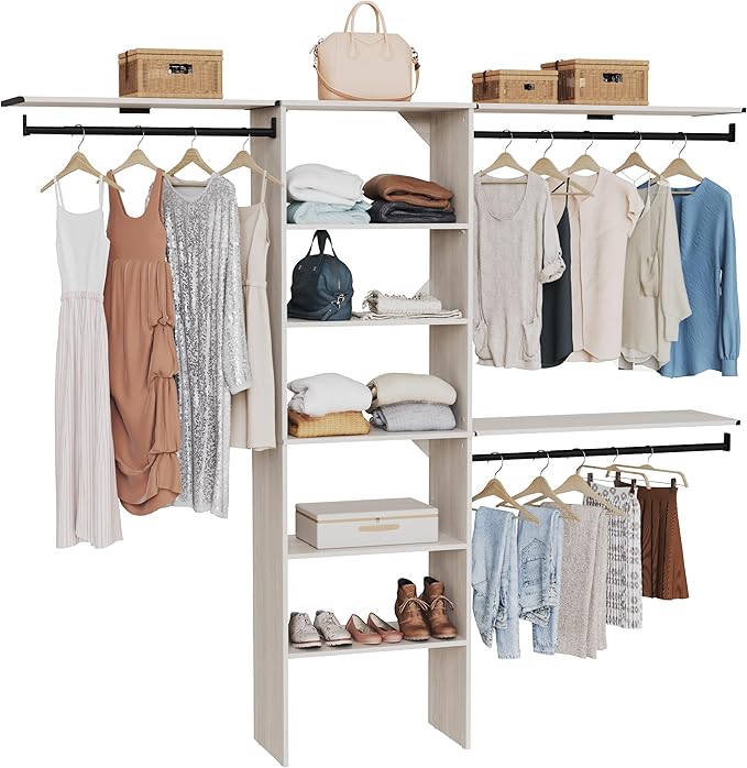 ClosetMaid SuiteSymphony 25-Inch Closet System Tower with (3) Hanging Rods, and (3) Top Shelves, White Timber