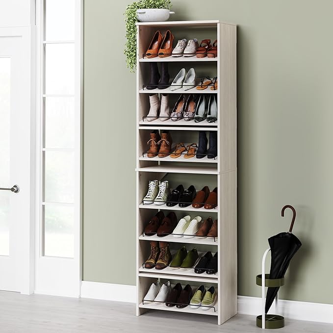ClosetMaid SuiteSymphony 25-Inch Shoe Shelf Tower, (2) 4-Shoe Shelf Packs (Creating 8-Shoe Shelves Total), White Timber
