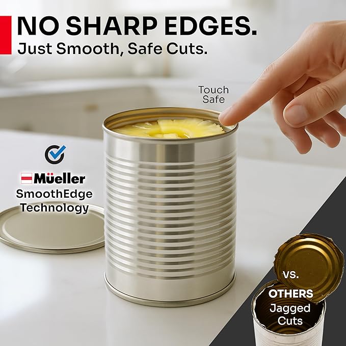 MUELLER HOME SmoothEdge Auto Electric Can Opener – Battery‑Operated One‑Touch w Magnet Lid Lifter, Smooth‑Edge Cut Technology – Portable Hands‑Free Automatic Can Opener for Seniors & Arthritis, Gray