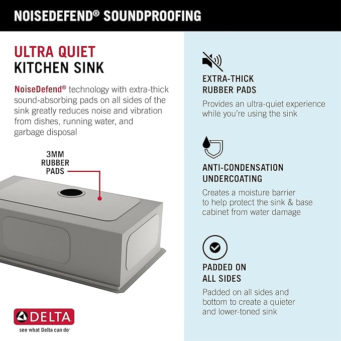 DELTA FAUCET Delta Rivet 32 Inch Black Stainless Steel Undermount 16 Gauge Workstation Kitchen Sink Single Bowl in PVD Gunmetal Finish with WorkFlow Ledge and Accessories, 95B9031-32S-GS
