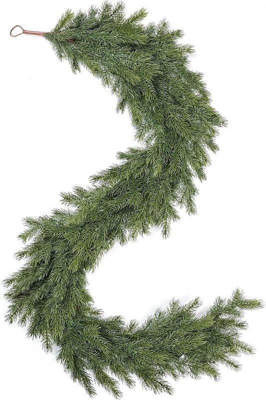 Artgar 6 Ft Realistic Christmas Cedar Garland, Thick Faux Green Garland, Real Touch Artificial Greenery Pine Garlands for Home Table Mantle Stairs Railing Window Outdoor Holiday Xmas Decor