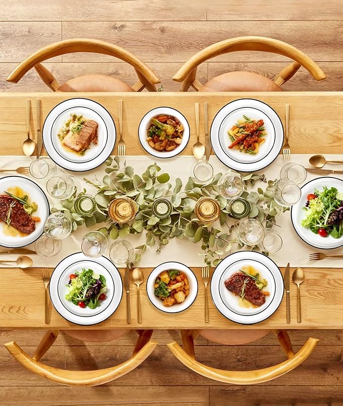 Stoneware Dinnerware Sets,Plates and Bowls Sets for 4,12 Piece Dinnerware Set,White Dinnerware Set for Kitchen,Microwave and Dishwasher Safe
