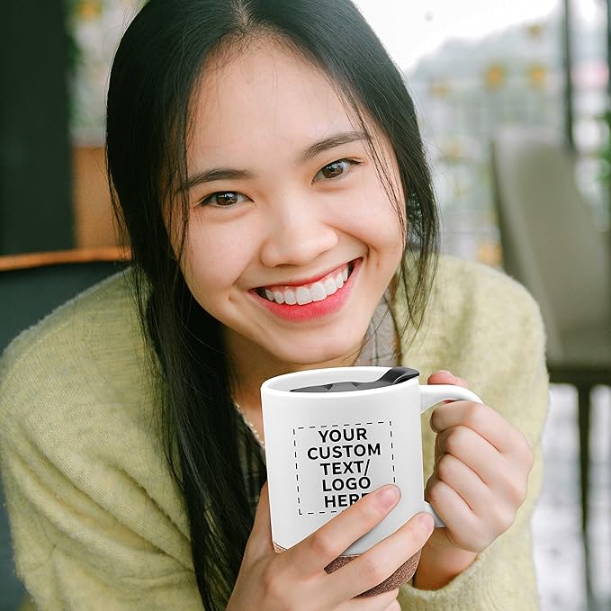 Custom Barista Ceramic Mugs with Cork Bottom 13 oz. Set of 72, Personalized Bulk Pack - Perfect for Coffee, Tea, Espresso, Hot Cocoa, Other Beverages - White