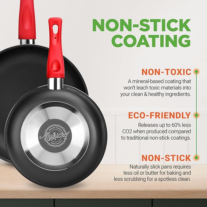 NutriChef Non-Stick Cookware 21-Piece Set, Includes Pots & Pans, Bakeware, & Cooking Utensils w/ Silicone Handles - Complete Set for Gas, Electric, & Ceramic Cooktops - PTFE/PFOA/PFOS Free, Black