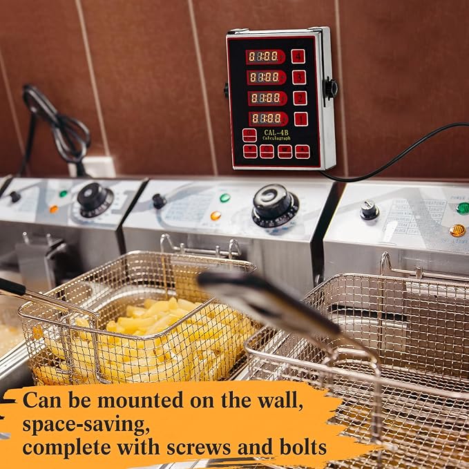 1 Pack 4-Channel Digital Kitchen Timer, Commercial Cooking Timer with Loud Alarm, Large LCD Display, for Restaurants, Baking, Labs, Multiple Independent Countdown Timers