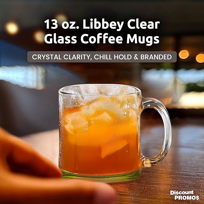 Libbey Clear Glass Coffee Mugs 13 oz. Set of 10, Bulk Pack - Perfect for Coffee, Tea, Espresso, Hot Cocoa, Other Beverages - Green Bottom