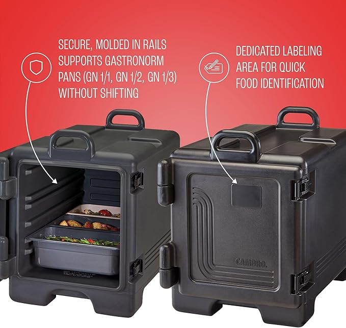 Cambro Insulated Food Pan Carrier - Hotbox and Food Warmer for Catering & Transport - Front Load UPC300 Series (Black)
