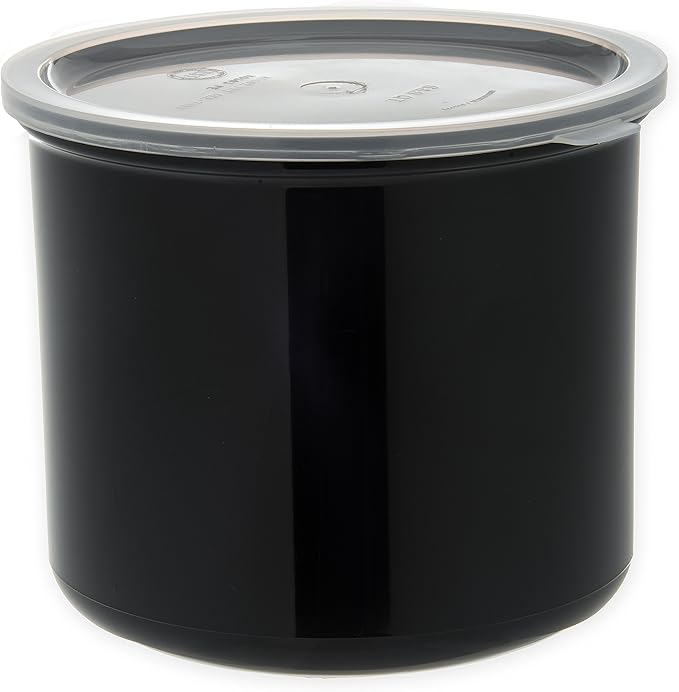 Carlisle FoodService Products Classic Round Storage Container Crock with Lid for Kitchen, Restaurants, Home, Plastic, 4 Quarts, Black, (Pack of 6)