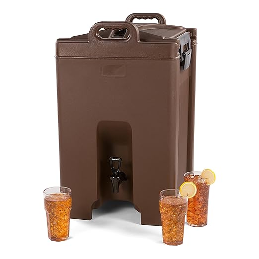 Carlisle FoodService Products Cateraide Insulated Beverage Dispenser with Handles for Catering, Kitchen, and Restaurants, Plastic, 10 Gallons, Brown