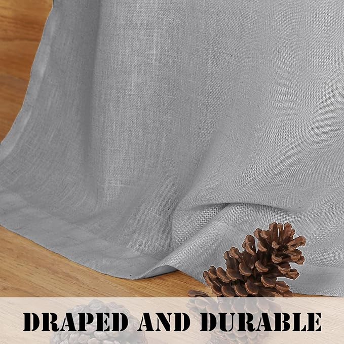 H.VERSAILTEX Light Filtering Linen Textured Curtains for Living Room Window Treatment Natural & Durable Privacy Added Draperies/Drapes/Panels/Treatment, Rod Pocket (2 Pack, 52 x 54 Inch, Dove)
