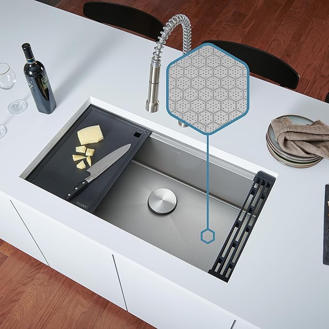 Ruvati Hex Bottom 30-inch Workstation Scratch Resistant Embossed Texture Kitchen Sink Stainless Steel - RVH8630