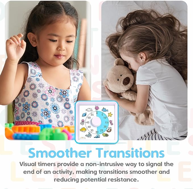 Visual Timer for Kids, Toddler, Autism, ADHD & Preschool Classroom - Animal Silent Countdown Timers - 60 Minute Productivity & Time Management Clock (Sea Creature)