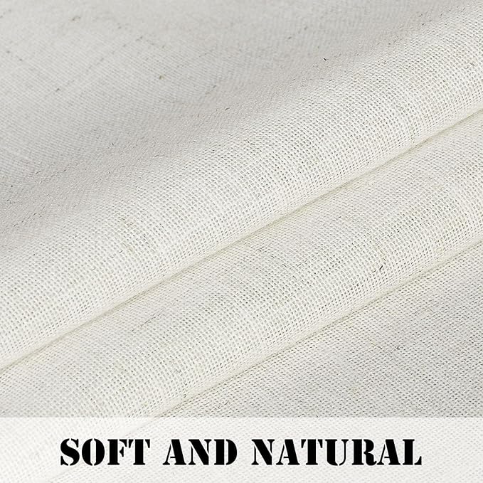 H.VERSAILTEX Curtains 96 Inches Long for Living Room 2 Panels Rod Pocket Soft Linen Draperies Light Weight Airy Semi Privacy Sheer Curtains for Bedroom 8 FT Tall, Heathered Natural
