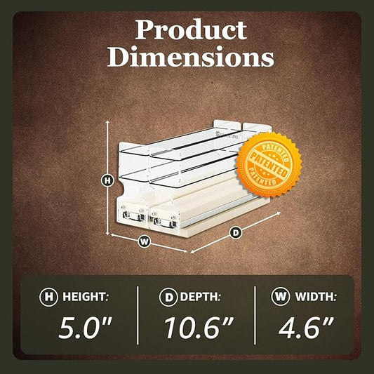 Vertical Spice - Narrow Pullout Spice Rack - Sliding Drawer for Kitchen Organization - Pantry Organizers and Storage - 2 Drawers - 10 Spice Jar Capacity (4.6" W x 5.0" H x 10.6" D, Cream)