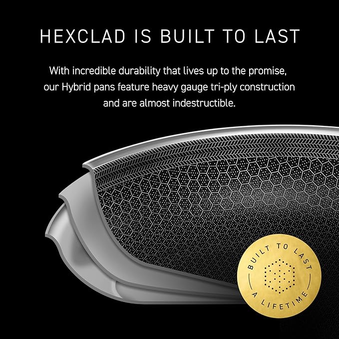 HexClad Hybrid Nonstick 10-Inch Wok, Stay-Cool Handle, Dishwasher-Friendly, Oven-Safe Up to 900°F, Induction Ready, Compatible with All Cooktops