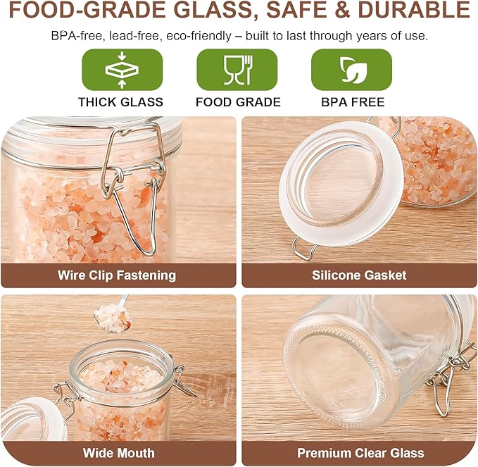 12 Pack Spice Jars, 8 oz Glass Containers with Airtight Lids, Small Herb Jars with Labels for Kitchen Storage