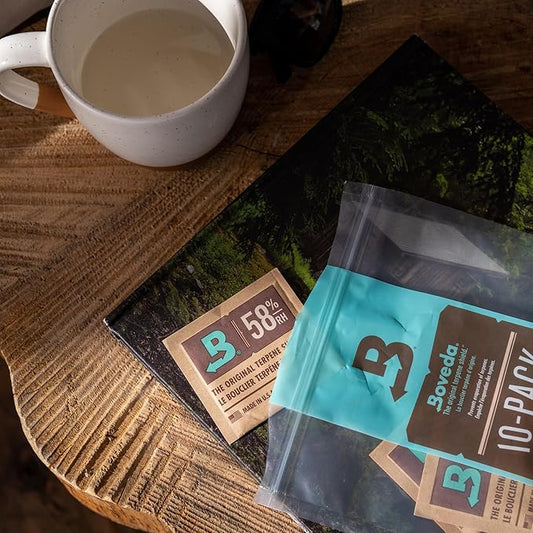 Boveda 58% Two-Way Humidity Control Packs For Storing 1 oz – Size 8 – 10 Pack – Moisture Absorbers for Small Storage Containers – Humidifier Packs – Hydration Packets in Resealable Bag
