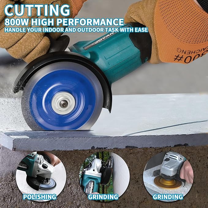 20V Cordless Angle Grinder, 4" and 4-1/2" Electric Angle Grinder Kit, 8500RPM Power Grinder Brushless Motor for Cutting/Sharpening/Removing Rust -JOVANT (No Battery)