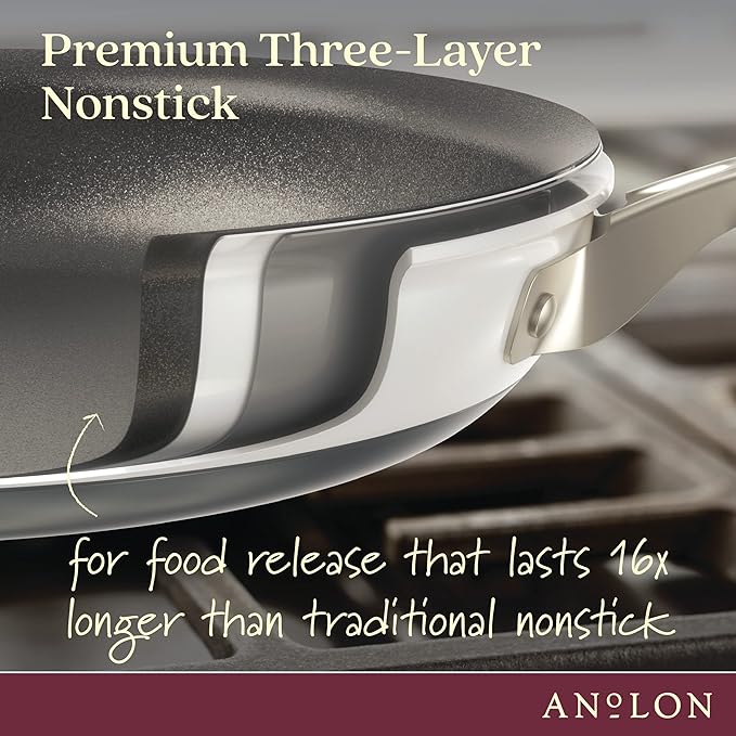 Anolon Achieve Hard Anodized Nonstick Frying Pan/Skillet, 8.25 Inch, Cream