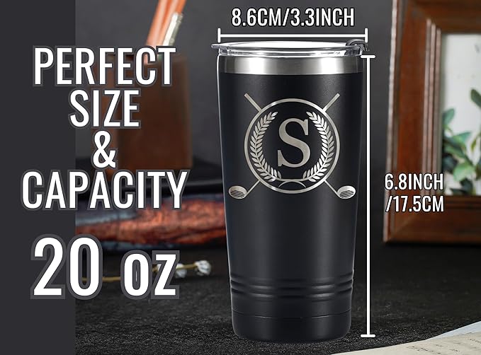 Onebttl Golf Gifts for Men with Initial for Golfer & Golf Lovers, 20oz Travel Mug, Perfect Gifts for Men, Birthday, Christmas - S