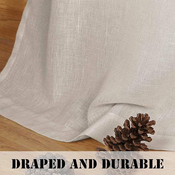 H.VERSAILTEX Light Filtering Linen Textured Curtains for Living Room Window Treatment Natural & Durable Privacy Added Draperies/Drapes/Panels/Treatment, Rod Pocket (2 Pack, 52 x 54 Inch, Angora)