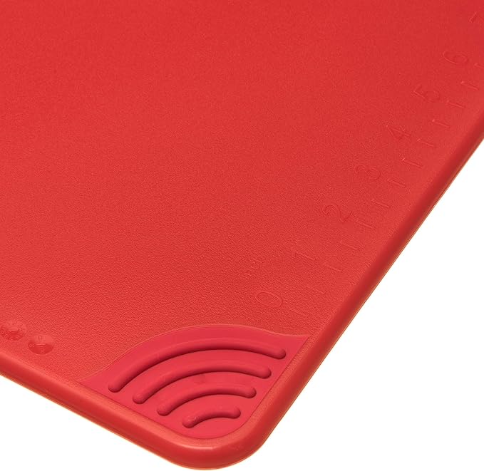 San Jamar Saf-T-Grip Plastic Cutting Board with Safety Hook, 15" x 20" x 0.5", Red, (Pack of 6)
