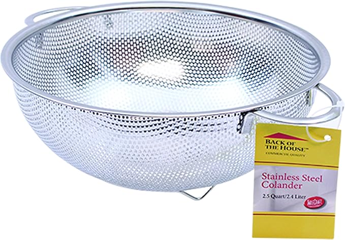 Tablecraft 2.5 Quart Colander with Handles, Stainless Steel