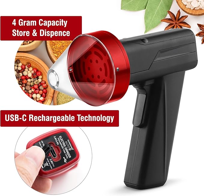 2.5" Large Electric Grinder Herb Grinder, Auto Spice Grinder with Auto Dispensing (Black Red)