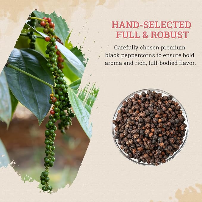 52USA Whole Black Peppercorns 18 oz + Himalayan Pink Salt (Coarse Grain) 39 oz, Salt and Pepper Grinder, Black Peppercorn Refil, Kosher Salt for Grinder Refill, Pink Himalayan Sea Salt, 2 Piece Set