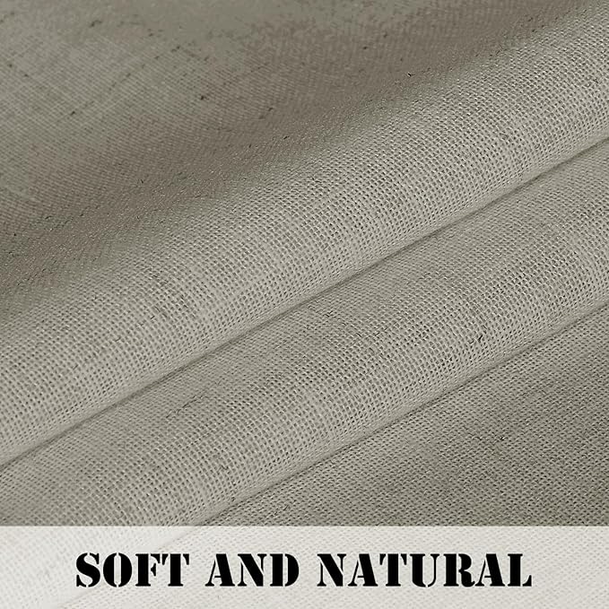 H.VERSAILTEX Linen Curtains Elegant Natural Linen Blended Curtains Energy Light Filtering/Rod Pocket Window Treatments Panels/Drapes for Living Room (Set of 2, Oatmeal, 52 inch W X 108 inch L)