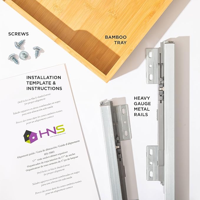 HOLDN’ STORAGE Bamboo Wooden Pull out Cabinet Organizer. 17" W x 21" D - Requires At Least a 18.25" W x 21" D.Cabinet Opening. W/Lifetime Limited Warranty. Bamboo Tray and Heavy gauge metal rails.