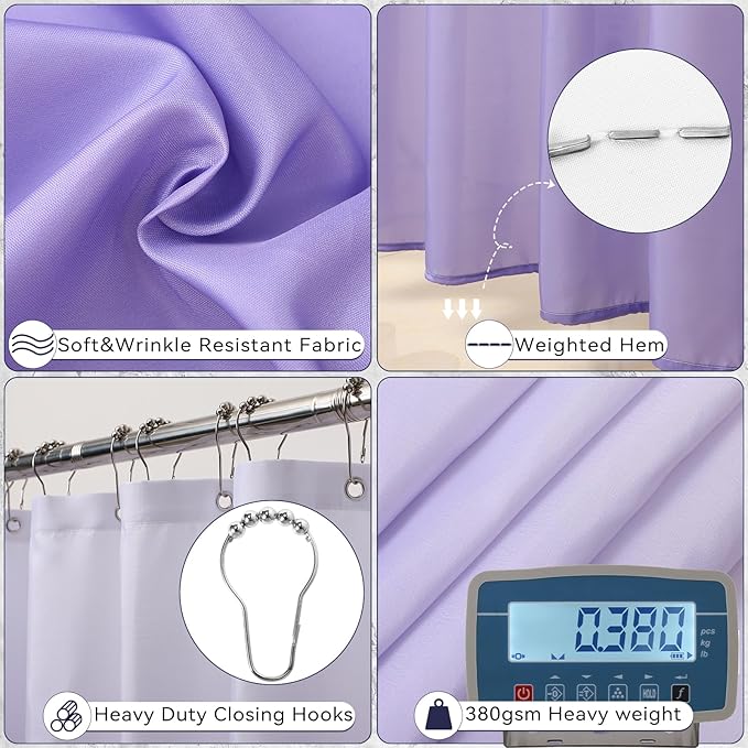 Purple Bathroom Accessories, 24 Pieces Purple and Gold Bathroom Accessories Set with Shower Curtain, Bath Towels, Trash Can, Soap Dispenser and Soap Dish for Bathroom/Housewarming