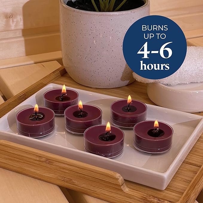 PartyLite Gift Set of 12 Universal Tea Lights, Mulberry Scented, Notes of Black Currant, Sweet BlackBerry, Juicy Mulberry & Pomegranate, 4-6 Hour Burn Time, Luxurious & Rich, Perfect for Gifting