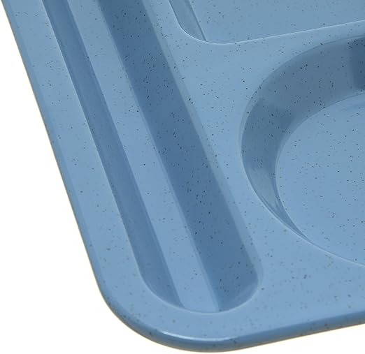 Carlisle FoodService Products Plastic Meal Tray Left-Handed Heavyweight Lunch Tray with 6-Compartments for Schools, Cafeterias, and Dining Halls, Melamine, 14 x 10 Inches, Sandshade