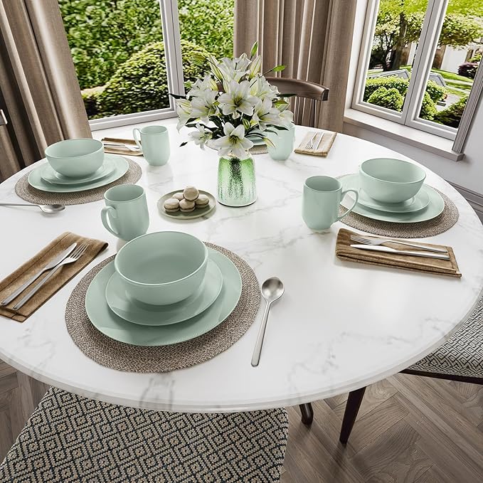 Yoshy Bone China Dinnerware with Lightweight Durable Chip Resistant Design Service for 4 (16 Piece - Service for 4, Willowmist)