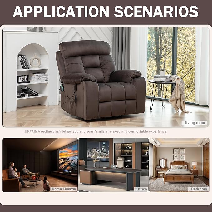 Oversized Power Recliner Chair with Massage Heat for Elderly Lift Chair, Infinite Position, Velvet Electric Recliner with Cup Holders, Side Pockets