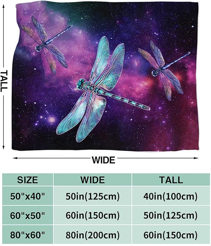 Dragonfly Blanket Gifts for Girls Boys Dragonfly Lovers Throw Blankets Cozy Plush Fleece Flannel Fuzzy for Women Men Decor 60"X50"